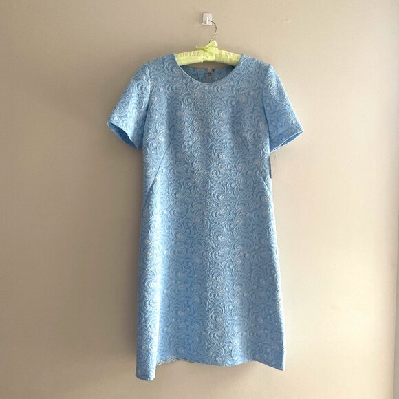 1960s Blue Short-Sleeve Swirl Dress - Picture 1 of 4